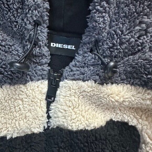 Diesel S-Aldy Sweatshirt Faux Fur Fleece Jacket - White, cream and black -Size M - Picture 6 of 14